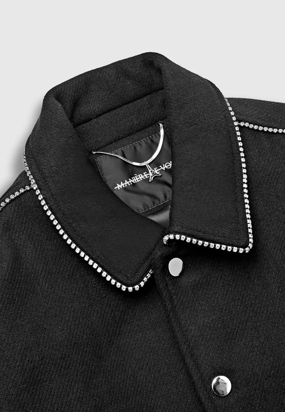 Rhinestone Wool Blend Varsity Jacket