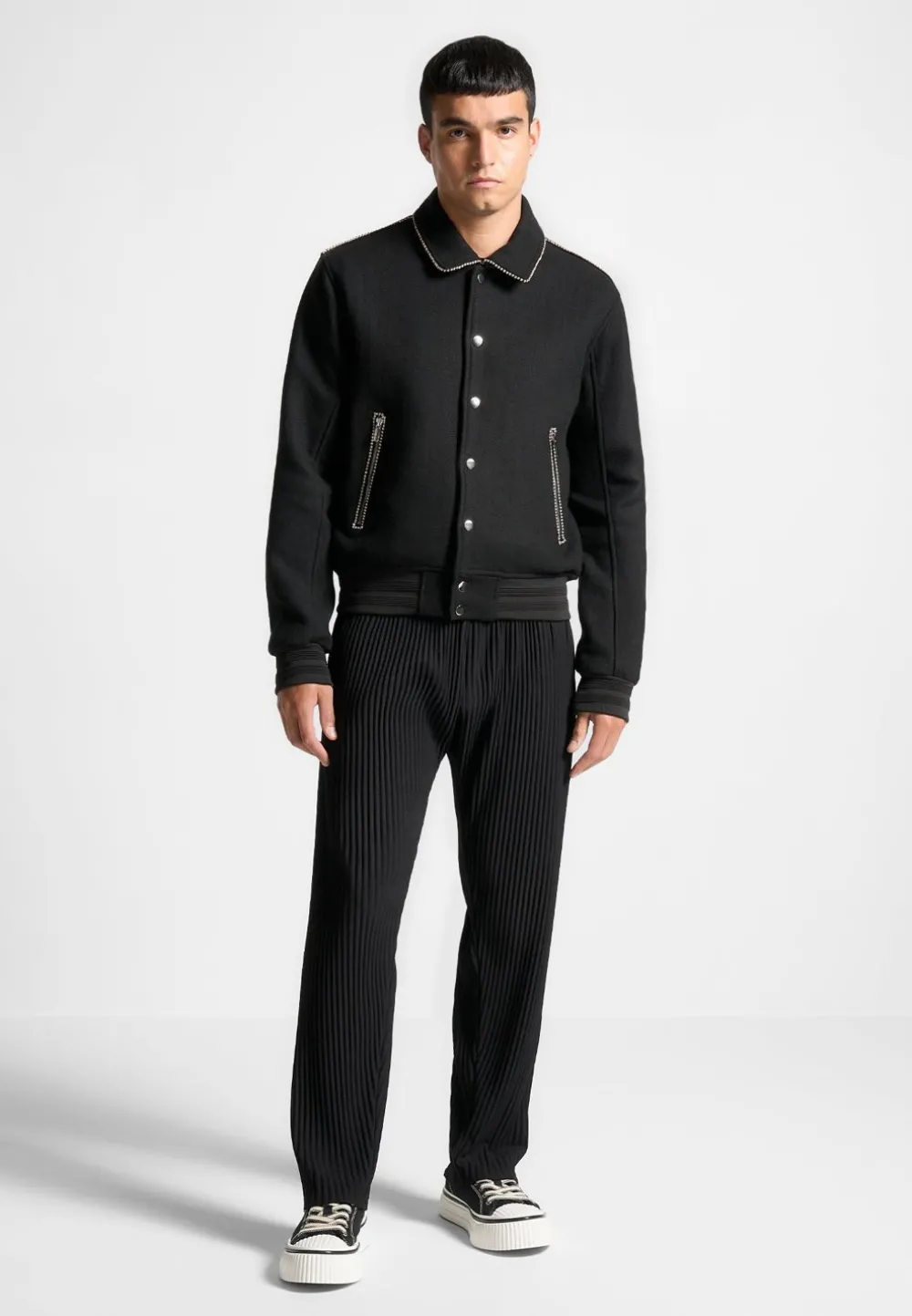 Rhinestone Wool Blend Varsity Jacket