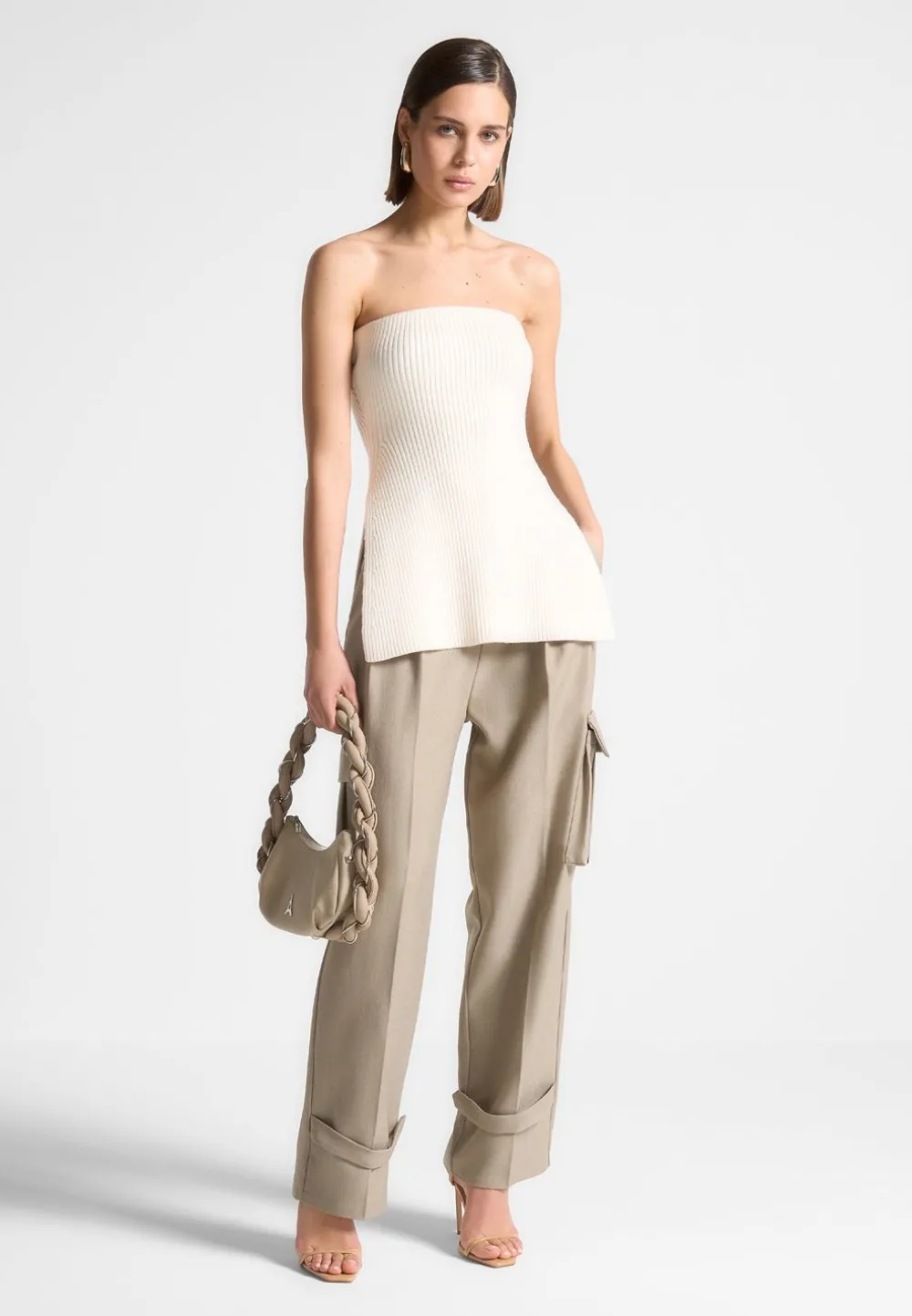 Rib Knit Longline Bandeau Top