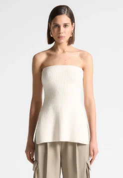 Rib Knit Longline Bandeau Top