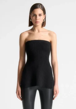 Rib Knit Longline Bandeau Top