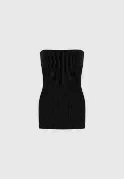 Rib Knit Longline Bandeau Top
