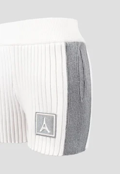 Rib Knit Track Shorts - Off White/Grey
