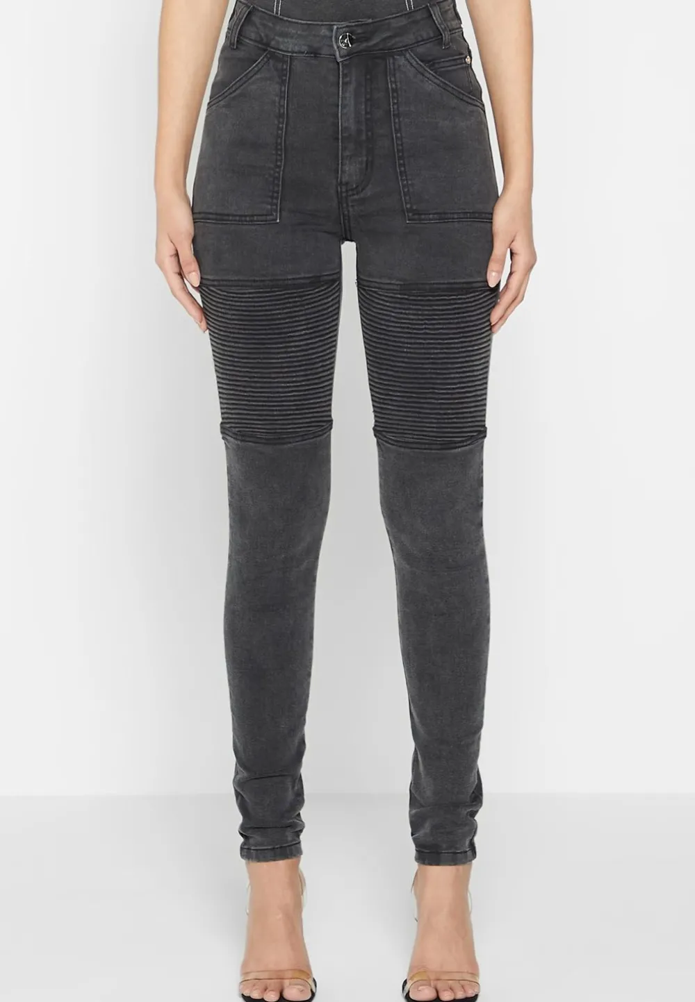 Ribbed Biker Skinny Jeans