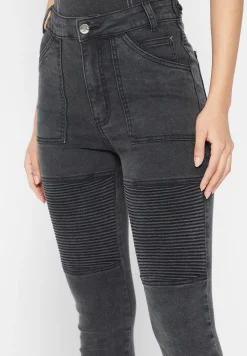 Ribbed Biker Skinny Jeans