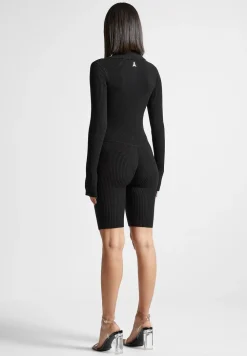 Ribbed Knit Long Sleeve Playsuit