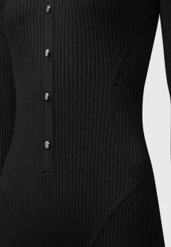 Ribbed Knit Long Sleeve Playsuit