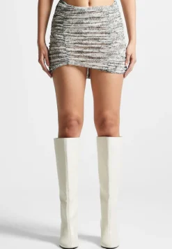 Ruched Lace Asymmetric Mini Skirt