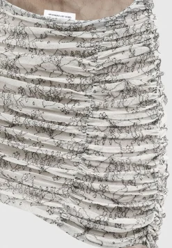 Ruched Lace Asymmetric Mini Skirt