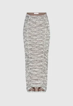 Ruched Lace Asymmetric Midaxi Skirt