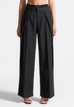 Satin Waistband Pinstripe Trousers