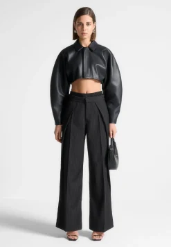 Satin Waistband Pinstripe Trousers