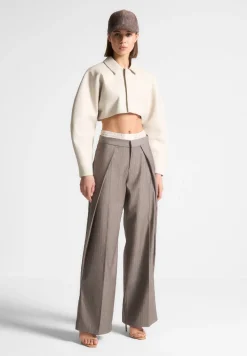 Satin Waistband Pinstripe Trousers