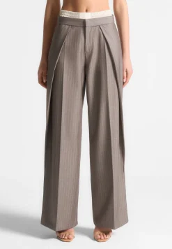 Satin Waistband Pinstripe Trousers
