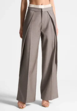Satin Waistband Pinstripe Trousers