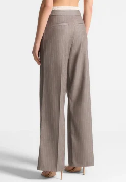 Satin Waistband Pinstripe Trousers