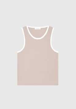 Seersucker Vest - Beige/White