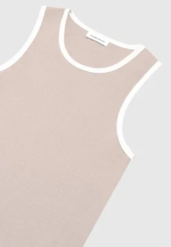 Seersucker Vest - Beige/White