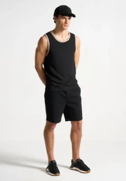Seersucker Vest - Black/Beige