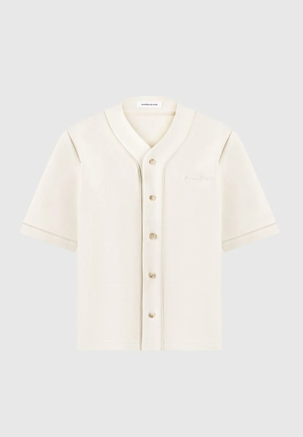 Signature Boxy Baseball Shirt - Beige