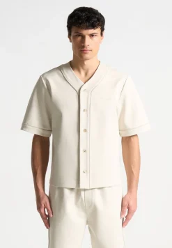 Signature Boxy Baseball Shirt - Beige