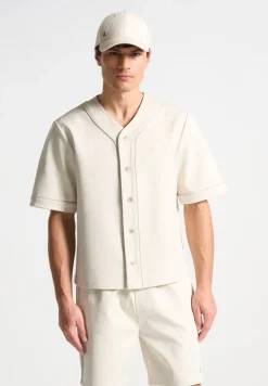 Signature Boxy Baseball Shirt - Beige