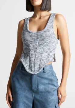 Space Dye Knit Corset Top