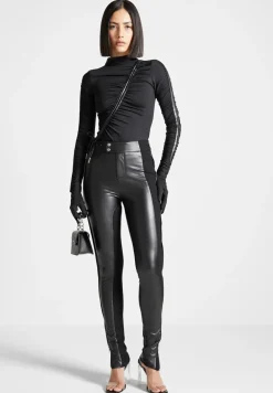 Split Vegan Leather Leggings
