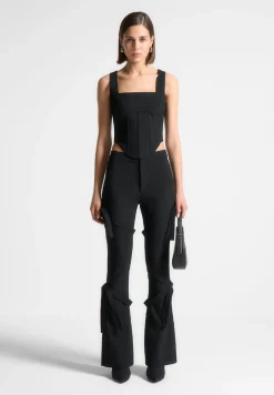 Square Neck Pinstripe Corset Top