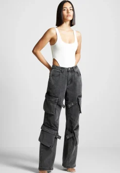 Strap Detail Cargo Jeans