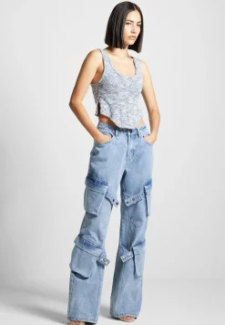 Strap Detail Cargo Jeans