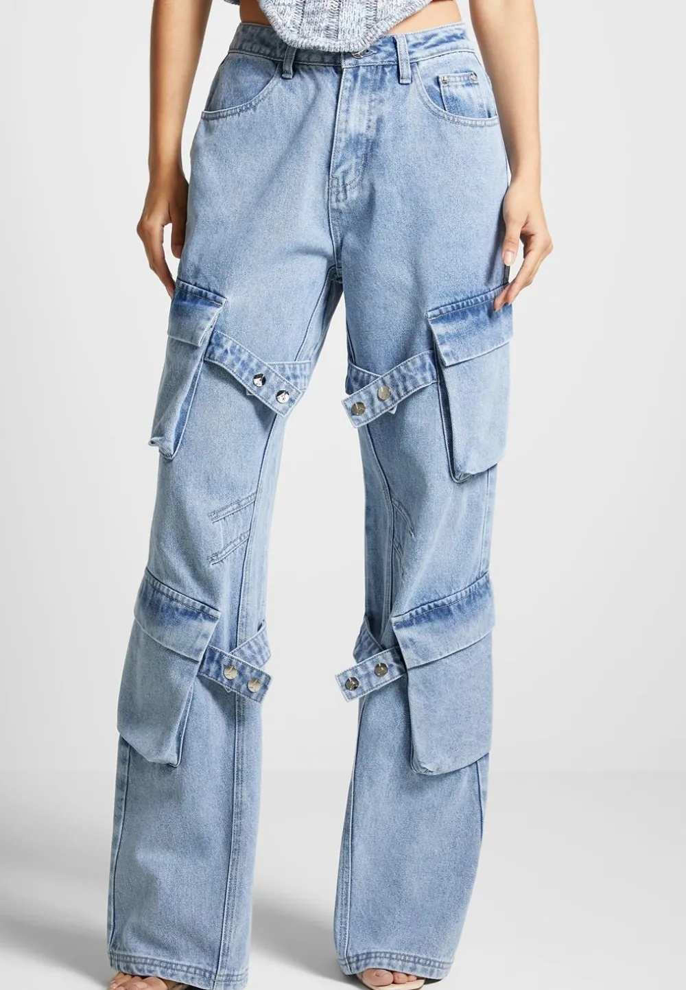 Strap Detail Cargo Jeans