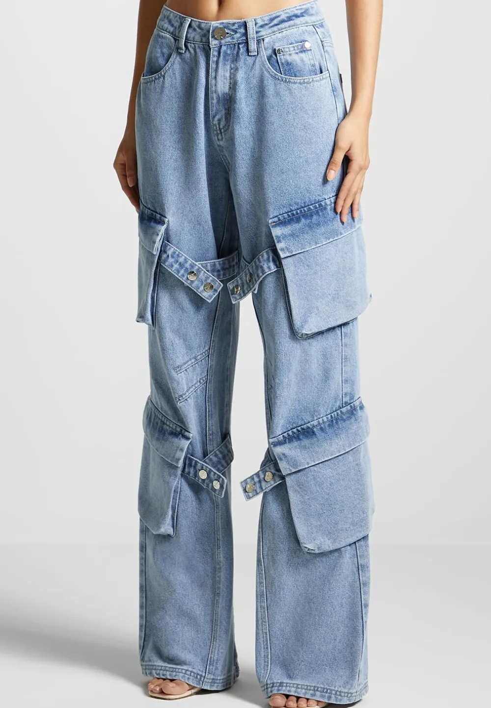 Strap Detail Cargo Jeans