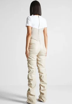 Tacked Vegan Leather T-Shirt Jumpsuit