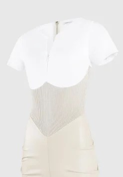 Tacked Vegan Leather T-Shirt Jumpsuit