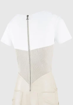 Tacked Vegan Leather T-Shirt Jumpsuit