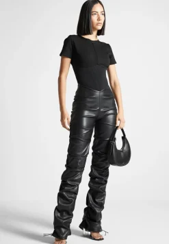 Tacked Vegan Leather T-Shirt Jumpsuit