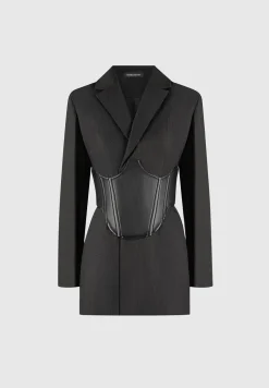 Tailored Blazer Dress With Reversible Corset