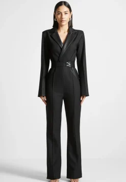 Tailored Fit And Flare Belted Jumpsuit