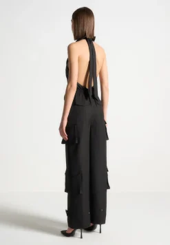 Tailored Halterneck Cargo Jumpsuit