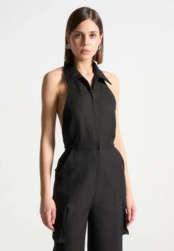 Tailored Halterneck Cargo Jumpsuit