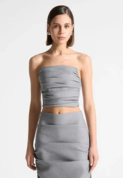 Tailored Pleated Bandeau Corset Top
