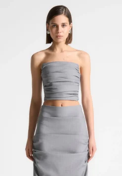 Tailored Pleated Bandeau Corset Top