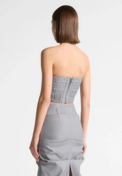 Tailored Pleated Bandeau Corset Top