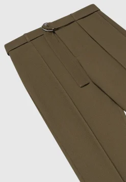 Textured Belted Tailored Trousers