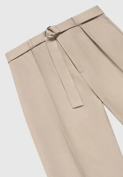 Textured Belted Tailored Trousers