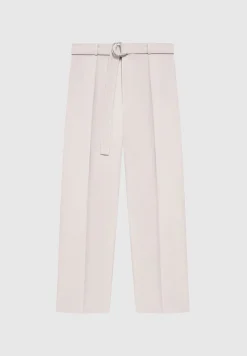 Textured Belted Tailored Trousers