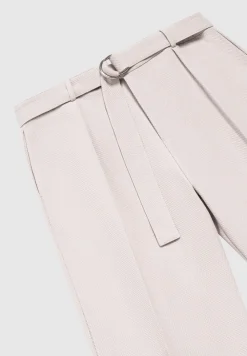 Textured Belted Tailored Trousers