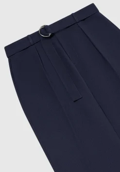 Textured Belted Tailored Trousers