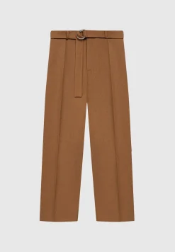 Textured Belted Tailored Trousers